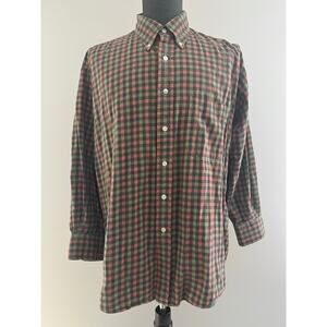The Andover Shop Long Sleeve Button Down Casual Dress Shirt Green Plaid XL SG